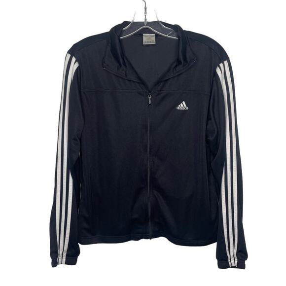 Adidas Mens Jacket Size M Black Full Zip Long Sleeve Unlined Track Jacket - Picture 1 of 14